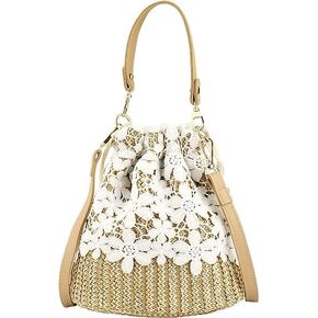 Straw Beach Bag for Women Summer Woven Tote Bag Shoulder Handbags,Crossbody Bag for Women, Beige in Saudi Arabia