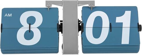 ساعة فليب ريترو، ساعة قلاب تلقائية على الحائط مع شاشة رقمية كبيرة، وضع عرض 12 ساعة صباحًا/مساءً، ساعة مكتب قلابة بحركة كوارتز لديكور المنزل والمكتب (أزرق) in Kuwait