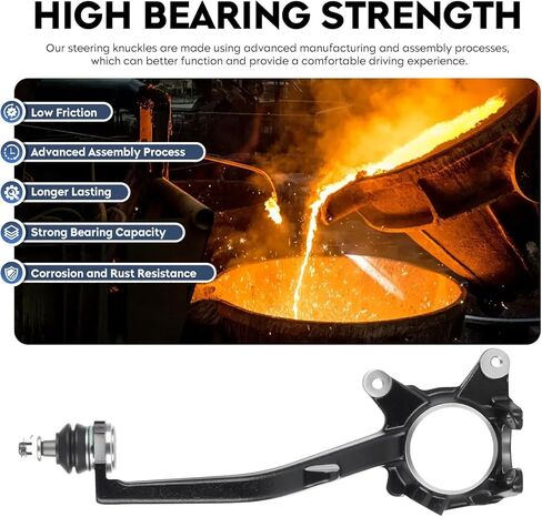 Front Left Steering Knuckle With Ball Joint Fit for Toyota 4Runner 96-00 (4-Wheel ABS) 01-02, for Toyota Tundra 00-02 (4-Wheel ABS), for Toyota Tacoma 95-04 (4WD) 98-04(RWD) 4-Wheel ABS, Driver Side in Saudi Arabia