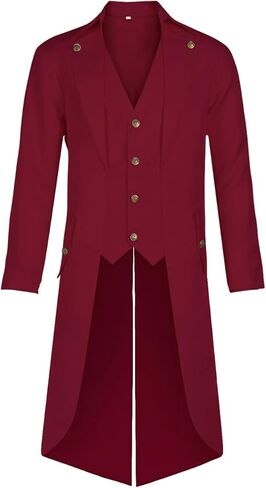 سترة رجالي Steampunk Pirate Tailcoat القوطية الفيكتورية معطف خلفي عصر النهضة خمر زي الهالوين in Kuwait