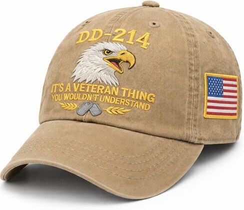 DD-214 Veteran Embroidered Hat for Men Patriotic Military Baseball Cap with Embroidered Flag, Adjustable Fit in Saudi Arabia