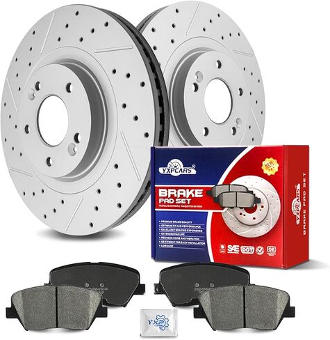 Ceramic Front Brakes Pad and Rotors Drilled Slotted Vented Replacement Disc Brake Kits for Kia Sorento 2014-2015,for Hyundai Santa Fe Sport 2013 2014 2015 2016 2.4L/2.0L in Kuwait