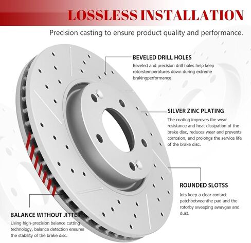Ceramic Front Brakes Pad and Rotors Drilled Slotted Vented Replacement Disc Brake Kits for Kia Sorento 2014-2015,for Hyundai Santa Fe Sport 2013 2014 2015 2016 2.4L/2.0L in Kuwait