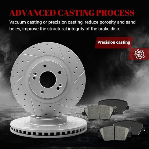 Ceramic Front Brakes Pad and Rotors Drilled Slotted Vented Replacement Disc Brake Kits for Kia Sorento 2014-2015,for Hyundai Santa Fe Sport 2013 2014 2015 2016 2.4L/2.0L in Kuwait