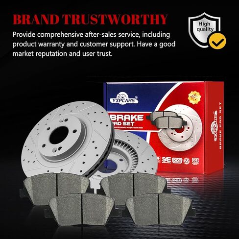 Ceramic Front Brakes Pad and Rotors Drilled Slotted Vented Replacement Disc Brake Kits for Kia Sorento 2014-2015,for Hyundai Santa Fe Sport 2013 2014 2015 2016 2.4L/2.0L in Kuwait
