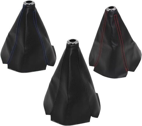 غطاء غبار لمقبض ناقل الحركة العالمي للسيارة، غطاء حذاء التحول، مصنوع من جلد البولي يوريثان الأسود مع طبقات سوداء وطبقات حمراء وطبقات زرقاء (أزرق/ABS) in Kuwait