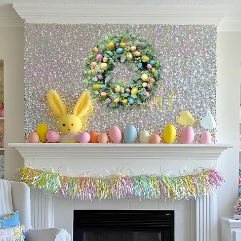 Easter Wreath, 20" Easter Colorful Eggs Door Wreath, Easter Wreaths with Green Leaves for Front Door Hanging Decorations for Home Party Farmhouse Spring Summer Indoor Outdoor Decor in Saudi Arabia