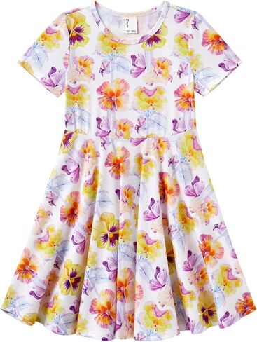 PATPAT Toddler Girls Short Sleeve Summer Dress Skater Twirl Casual A Line T-Shirt Dresses 3-8 Years in Saudi Arabia