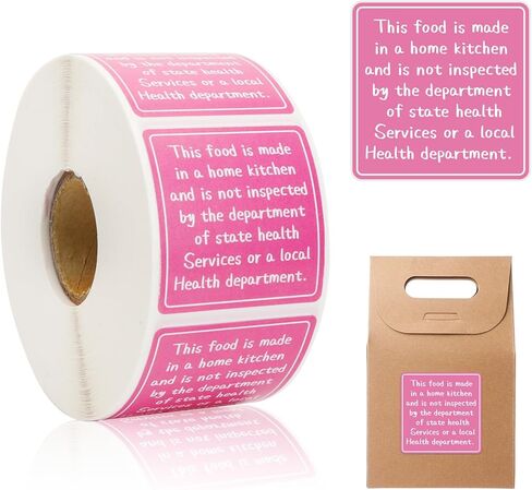 800 قطعة من ملصقات ملصقات قانون الطعام المنزلية مقاس 1.5 × 1.5 بوصة ملصقات مخبز الكوخ ذاتية اللصق مصنوعة في المنزل ملصقات مطبوعة حرارية باللون الوردي in Kuwait