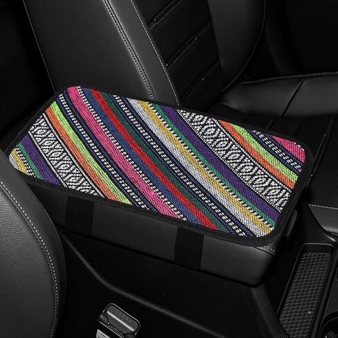 wuyaoyao Car Center Console Cover, 12"×7" Boho Car Armrest Cover, Ethnic Style Armrest Box Pad, Breathable Middle Console Cover, Arm Rest Cover Protector Interior Decor Car Accessories (Colorful) in Kuwait