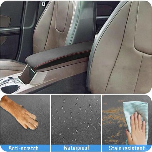 QianBao Compatible with Chevrolet Equinox/GMC Terrain 2010-2017 Leather Armrest Box Center Console Cover Protector Red Stitches in Saudi Arabia