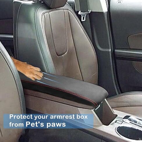 QianBao Compatible with Chevrolet Equinox/GMC Terrain 2010-2017 Leather Armrest Box Center Console Cover Protector Red Stitches in Saudi Arabia