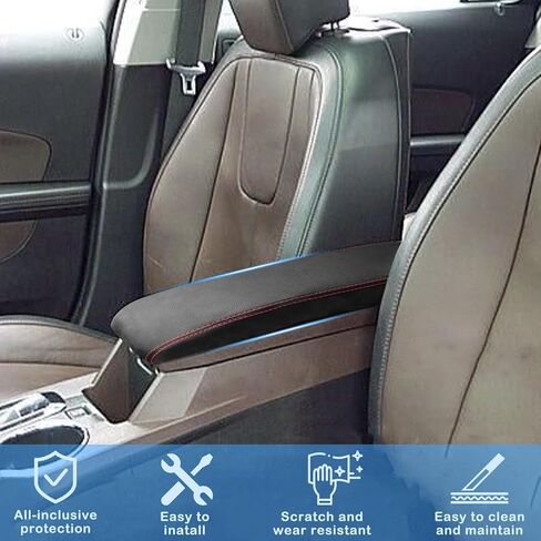 QianBao Compatible with Chevrolet Equinox/GMC Terrain 2010-2017 Leather Armrest Box Center Console Cover Protector Red Stitches in Saudi Arabia