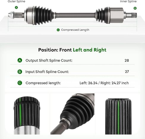 Front Left Driver Side CV Axle Shaft Assembly for Honda Element L4 2.4L 2003 2004 2005 2006 2007 2008 2009 2010 2011, Replacement for 66-4213 in Saudi Arabia