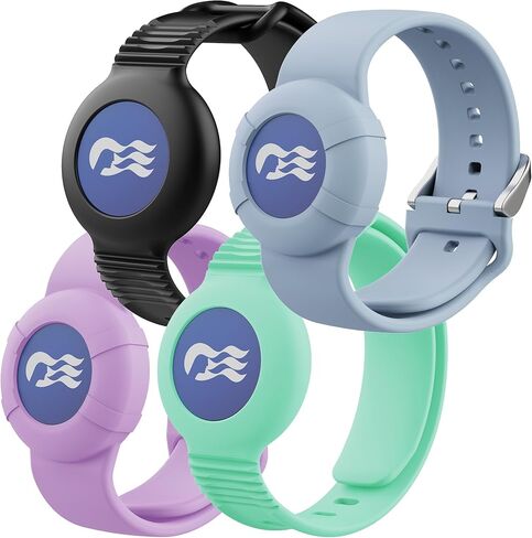 4 عبوات من حامل ميدالية Princess Cruise للأطفال والكبار، أساور معصم من السيليكون لميدالية كرنفال المحيط، مقاسين (S/M، M/L) سوار لأساسيات Princess Cruise 2026، أسود/أخضر/أرجواني/أزرق in Kuwait