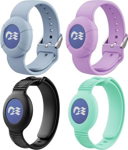 4 عبوات من حامل ميدالية Princess Cruise للأطفال والكبار، أساور معصم من السيليكون لميدالية كرنفال المحيط، مقاسين (S/M، M/L) سوار لأساسيات Princess Cruise 2026، أسود/أخضر/أرجواني/أزرق in Kuwait