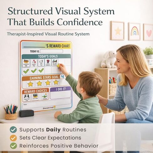 Reward Charts for Toddlers – Magnetic Daily Routine & Behavior Chart for Kids, Positive Reinforcement System for Home & Classroom, 70 Magnets, Dry Erase Board in Saudi Arabia