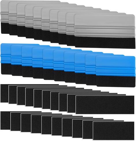 20 Pcs Vinyl Squeegee Bulk, 4 Inch/6 Inch Felt Squeegee with 20 Pcs Black Felts Fabric Multipurpose Felt Edge Vinyl Scraper for Wallpaper Smoothing Tool, Car and Window Tinting (Blue, Gray) in Saudi Arabia