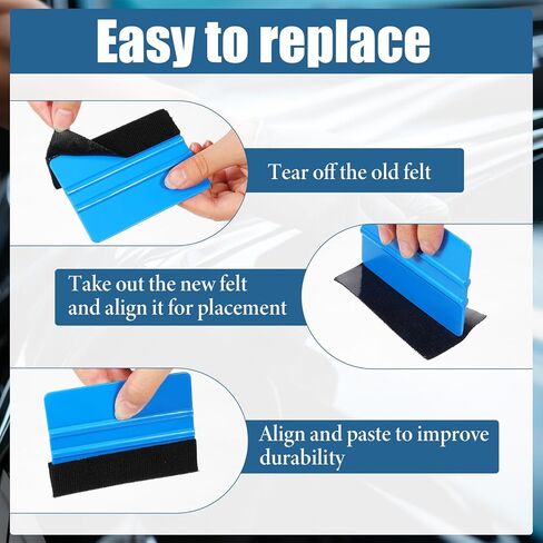 20 Pcs Vinyl Squeegee Bulk, 4 Inch/6 Inch Felt Squeegee with 20 Pcs Black Felts Fabric Multipurpose Felt Edge Vinyl Scraper for Wallpaper Smoothing Tool, Car and Window Tinting (Blue, Gray) in Saudi Arabia