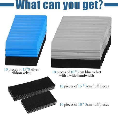20 Pcs Vinyl Squeegee Bulk, 4 Inch/6 Inch Felt Squeegee with 20 Pcs Black Felts Fabric Multipurpose Felt Edge Vinyl Scraper for Wallpaper Smoothing Tool, Car and Window Tinting (Blue, Gray) in Saudi Arabia