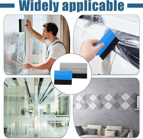 20 Pcs Vinyl Squeegee Bulk, 4 Inch/6 Inch Felt Squeegee with 20 Pcs Black Felts Fabric Multipurpose Felt Edge Vinyl Scraper for Wallpaper Smoothing Tool, Car and Window Tinting (Blue, Gray) in Saudi Arabia