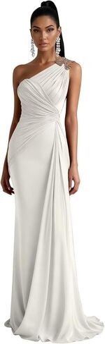 Chiffon One Shoulder Bridesmaid Dresses for Women Long Mermaid Pleated Formal Evening Party Gown in Saudi Arabia
