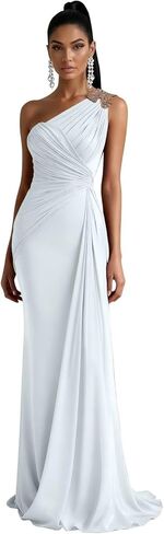 Chiffon One Shoulder Bridesmaid Dresses for Women Long Mermaid Pleated Formal Evening Party Gown in Saudi Arabia