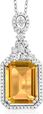 Gem Stone King 925 Sterling Silver Sky Blue Topaz Pendant Necklace For Women (9.95 Cttw, Emerald Cut 14X10MM, with 18 Inch Silver Chain) in Saudi Arabia