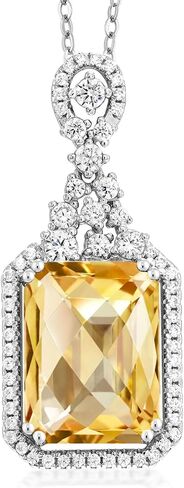 Gem Stone King 925 Sterling Silver Sky Blue Topaz Pendant Necklace For Women (9.95 Cttw, Emerald Cut 14X10MM, with 18 Inch Silver Chain) in Saudi Arabia