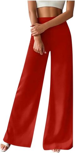 Palazzo Pants for Women Dressy High Waist Casual Beach Lounge Pants Loose Dress Pants Stretchy Trousers Wide Leg Pant in Saudi Arabia