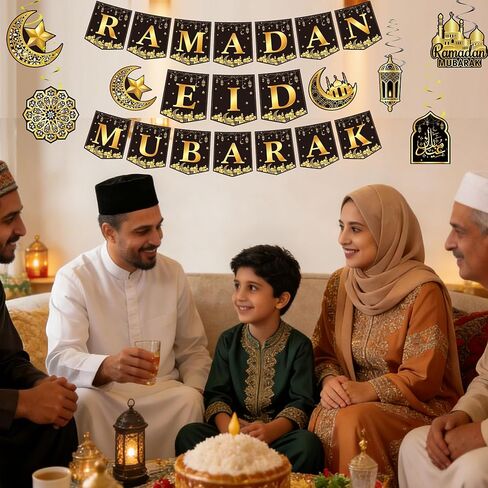 لافتة رمضان ودوامات معلقة ديكورات للمنزل رمضان مبارك ديكور عيد مبارك مسلم in Kuwait