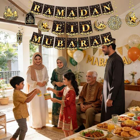 لافتة رمضان ودوامات معلقة ديكورات للمنزل رمضان مبارك ديكور عيد مبارك مسلم in Kuwait