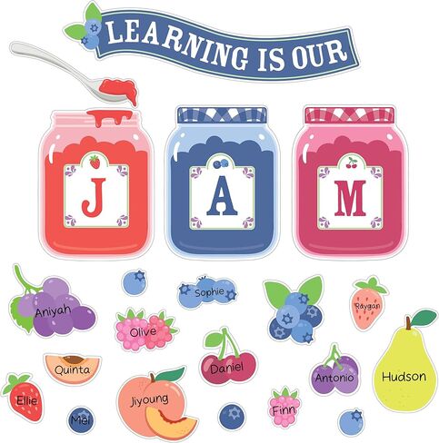 Carson Dellosa Learning Is Our Jam 47pc Bundle Bulletin Board Set, Colorful Cardstock Banner, Fruit Name Labels, Farmers Market Theme Decorations for Homeschool and Classroom Decor in Saudi Arabia