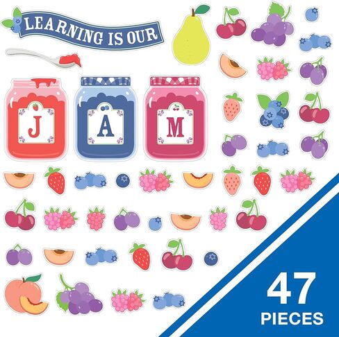 Carson Dellosa Learning Is Our Jam 47pc Bundle Bulletin Board Set, Colorful Cardstock Banner, Fruit Name Labels, Farmers Market Theme Decorations for Homeschool and Classroom Decor in Saudi Arabia
