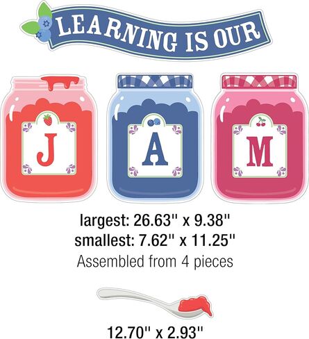 Carson Dellosa Learning Is Our Jam 47pc Bundle Bulletin Board Set, Colorful Cardstock Banner, Fruit Name Labels, Farmers Market Theme Decorations for Homeschool and Classroom Decor in Saudi Arabia