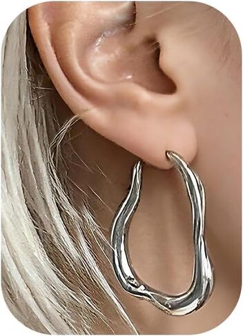 Gold Earrings for Women Trendy, Chunky Gold Huggie Stud Hoop Hypoallergenic Earrings, Jewelry Gifts for Best Friend, Valentines Day Gifts for Her in Kuwait