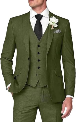 Men's Classic 3 Pieces Suit Tuxedo Single Wedding Formal Business Button Blazer Vest Pants Set in Saudi Arabia
