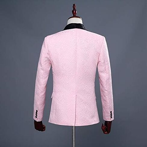 Men Paisley Jacquard Floral Slim Fit Tuxedos Wedding Groom Suits 3 Piece White Red Pink in Saudi Arabia
