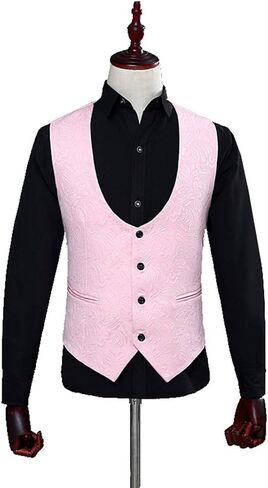Men Paisley Jacquard Floral Slim Fit Tuxedos Wedding Groom Suits 3 Piece White Red Pink in Saudi Arabia
