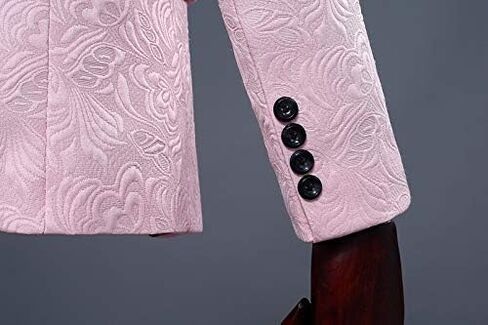 Men Paisley Jacquard Floral Slim Fit Tuxedos Wedding Groom Suits 3 Piece White Red Pink in Saudi Arabia