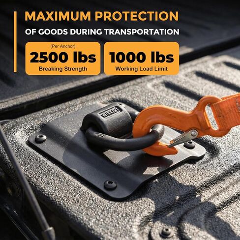 مرساة سرير الشاحنة الثقيلة من POLIWELL (4 عبوات) - أربطة فولاذية مجلفنة عالية القوة لسيارة Ford F-150 F-250 F-350 & Raptor 2015-2026، مرابط شحن مضادة للصدأ، ملاءمة مباشرة من صانع المعدات الأصلية وسهولة التركيب in Kuwait