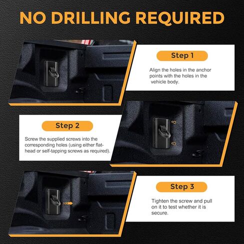 مرساة سرير الشاحنة الثقيلة من POLIWELL (4 عبوات) - أربطة فولاذية مجلفنة عالية القوة لسيارة Ford F-150 F-250 F-350 & Raptor 2015-2026، مرابط شحن مضادة للصدأ، ملاءمة مباشرة من صانع المعدات الأصلية وسهولة التركيب in Kuwait