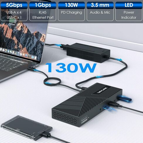 محطة إرساء USB3.1 Gen1 لأجهزة الكمبيوتر المحمول والكمبيوتر، محطة إرساء الكمبيوتر الشخصي، شاشة مزدوجة لشاشات متعددة فائقة الدقة، 2X 4K HDMI، 2X منافذ عرض، 2X منافذ USB-C، جيجابت إيثرنت، نظام التشغيل Windows أو Mac OS in Kuwait