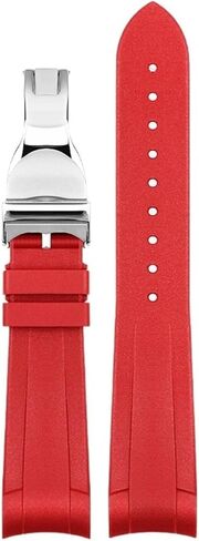 حزام ساعة مطاطي لتيودور بلاك باي بتوقيت جرينتش حزام ساعة ذو نهاية منحنية قابل للطي مشبك أسود أزرق أحمر 22 مللي متر سوار المعصم in Kuwait