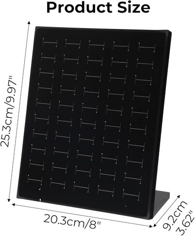 حامل عرض حلقات مخملية مكون من 4 قطع مع 200 فتحة (50 فتحة/عبوة)، صينية تنظيم المجوهرات على شكل حرف L لبيع الخواتم والأقراط - أسود in Kuwait