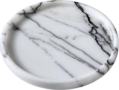 Lilac Marble Round Tray - 8 Inch Bathroom & Vanity Organizer for Jewelry, Perfume, Watches, Coasters | Makeup, Dining Table, Coffee Table Decorative Holder in Saudi Arabia