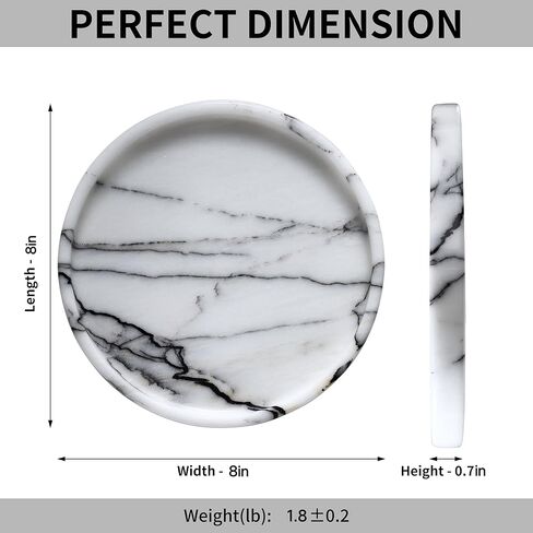 Lilac Marble Round Tray - 8 Inch Bathroom & Vanity Organizer for Jewelry, Perfume, Watches, Coasters | Makeup, Dining Table, Coffee Table Decorative Holder in Saudi Arabia