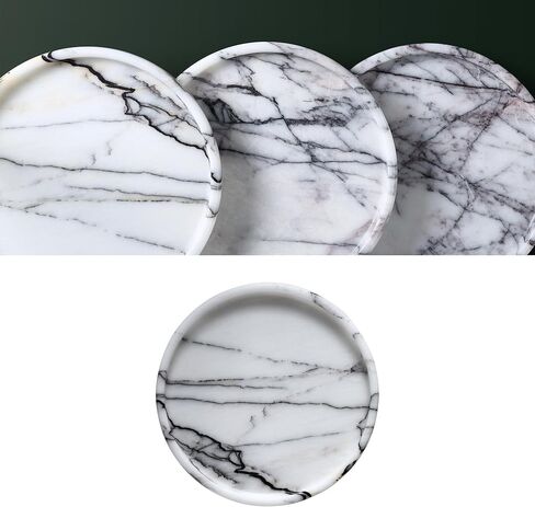 Lilac Marble Round Tray - 8 Inch Bathroom & Vanity Organizer for Jewelry, Perfume, Watches, Coasters | Makeup, Dining Table, Coffee Table Decorative Holder in Saudi Arabia