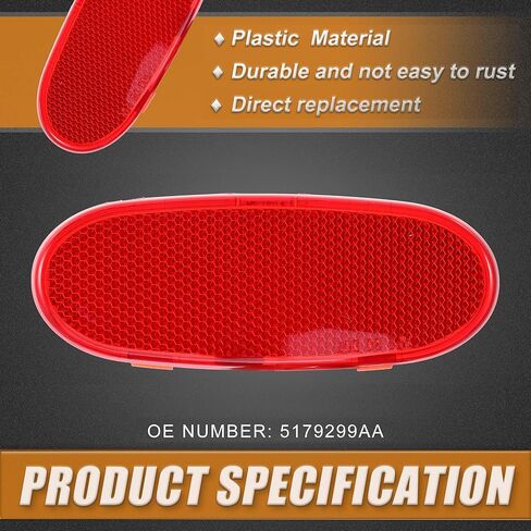 Unifizz عاكس غطاء خفيف ل دودج ل Ram 1500 2002-2008 5179299AA الأحمر الباب الأمامي لوحة تحذير عاكس غطاء in Kuwait