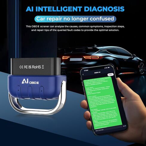 أداة تشخيص الماسح الضوئي obd2، قارئ رمز خطأ السيارة بلوتوث 5.4 لنظام التشغيل iOS وأندرويد مع الذكاء الاصطناعي الذكي، اختبار أداء رمز خطأ المحرك الشفاف، اختبار البطارية in Kuwait